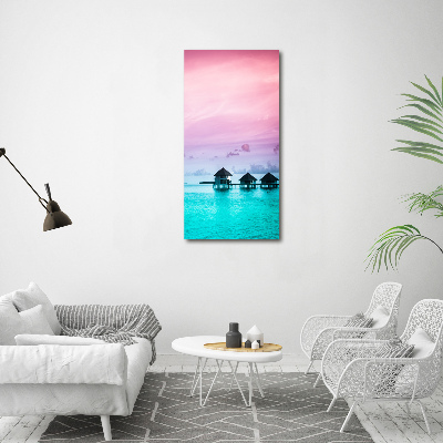 Acrylic glass print Bungalowy on the water