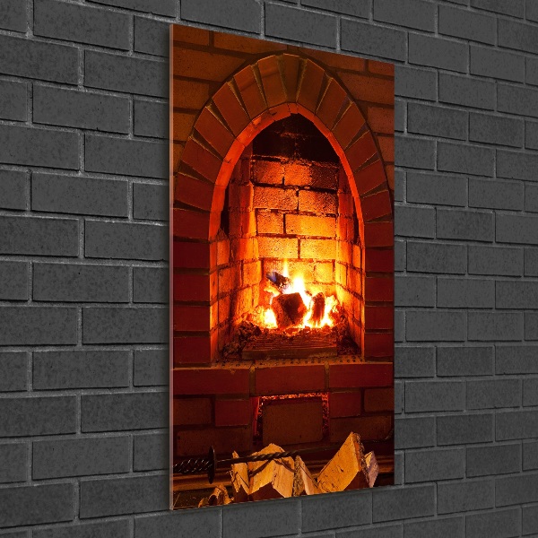 Acrylic glass print Fire in the fireplace