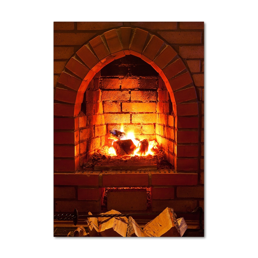 Acrylic glass print Fire in the fireplace