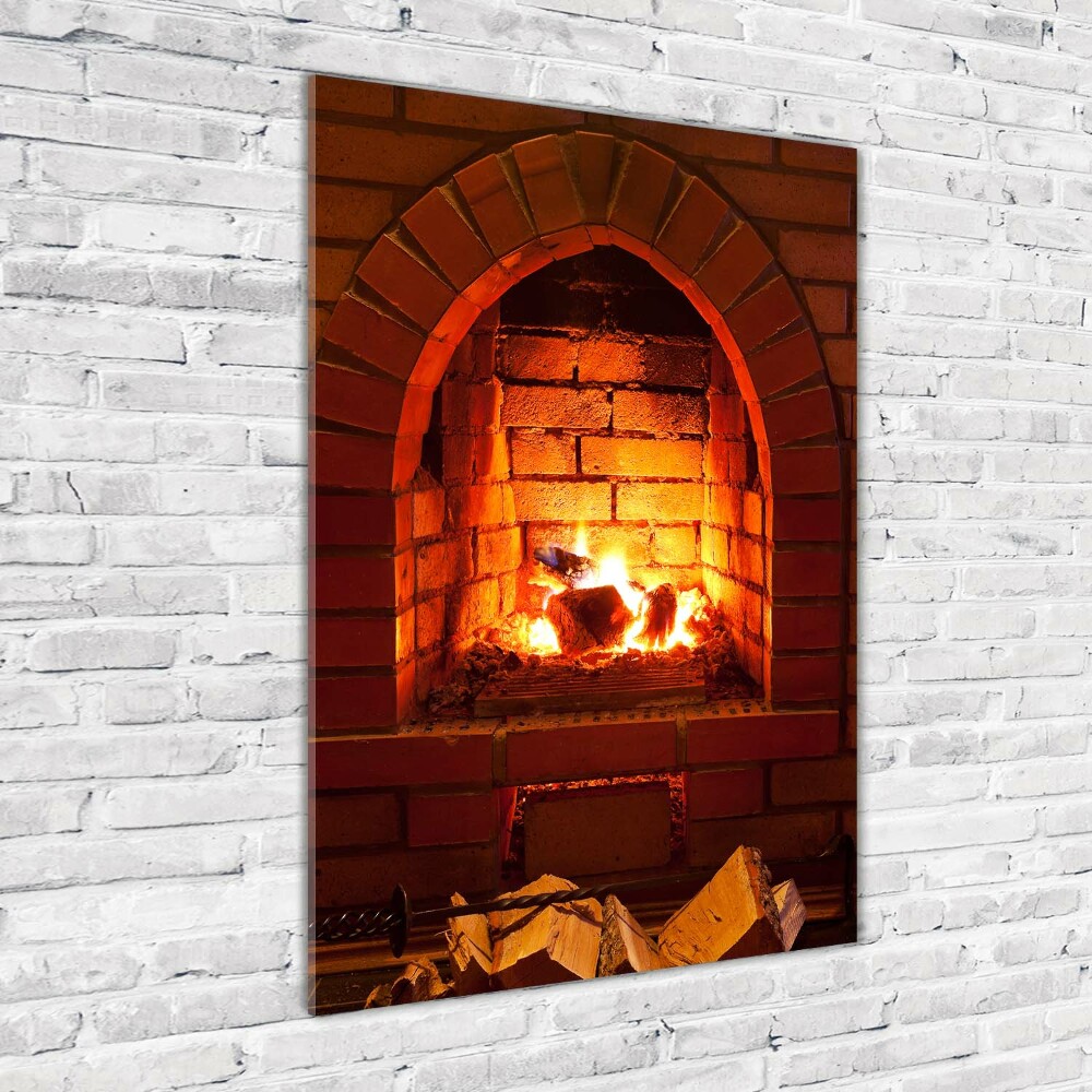 Acrylic glass print Fire in the fireplace