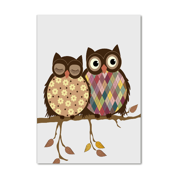 Print on acrylic A pair of owls on the branches