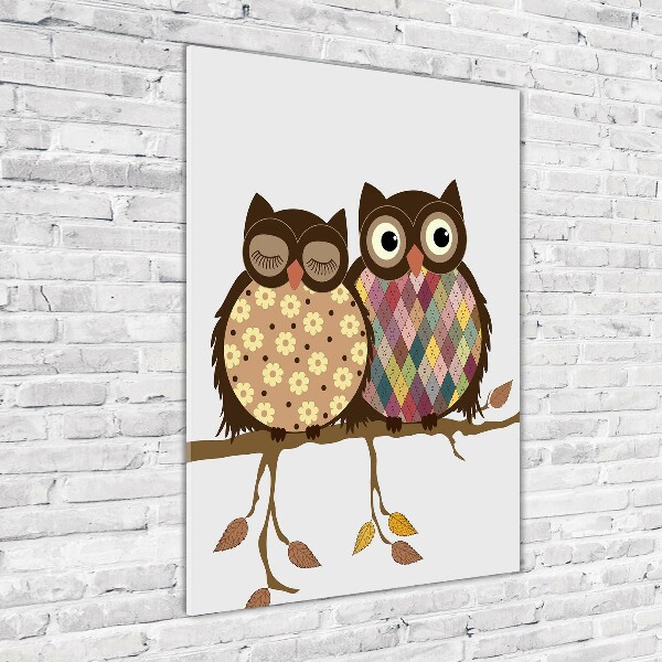 Print on acrylic A pair of owls on the branches