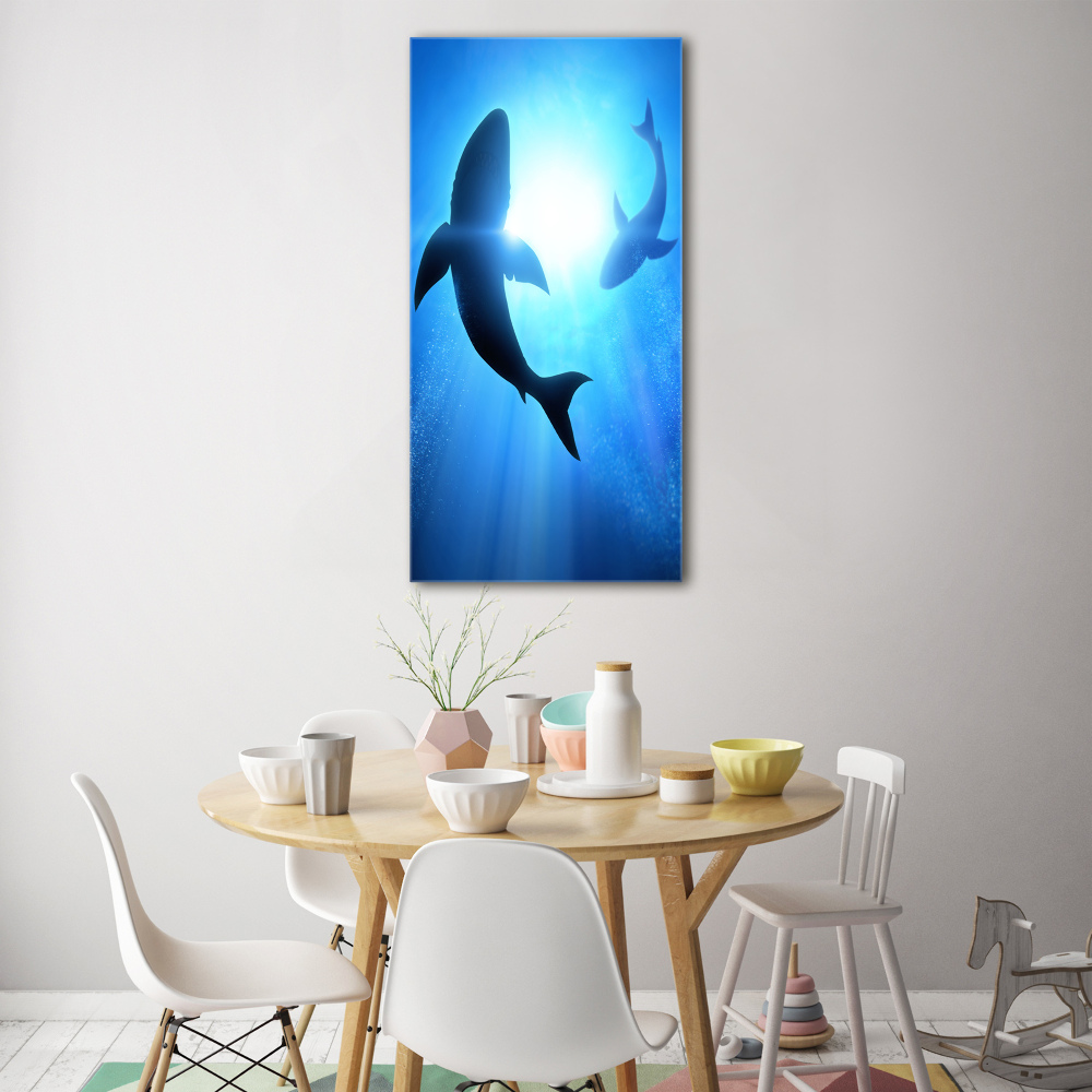 Print on acrylic glass Silhouettes of sharks