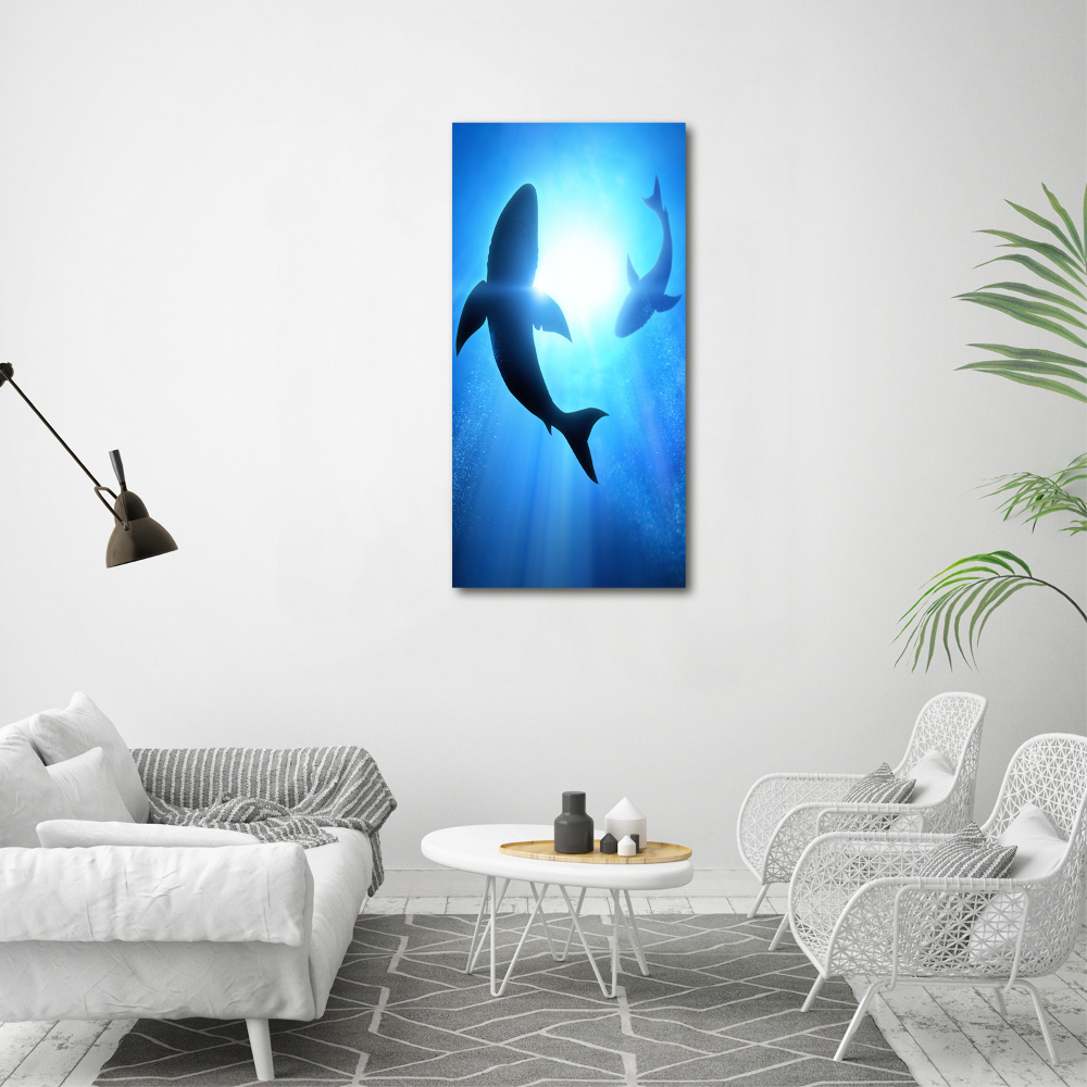 Print on acrylic glass Silhouettes of sharks