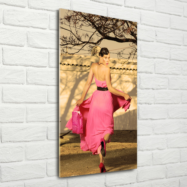 Print on acrylic A woman in pink