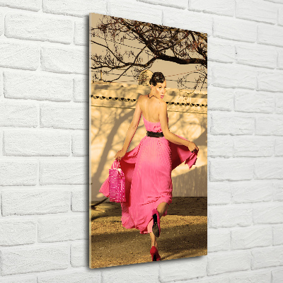 Print on acrylic A woman in pink