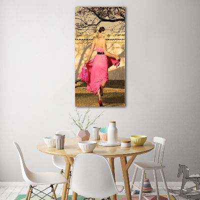 Print on acrylic A woman in pink