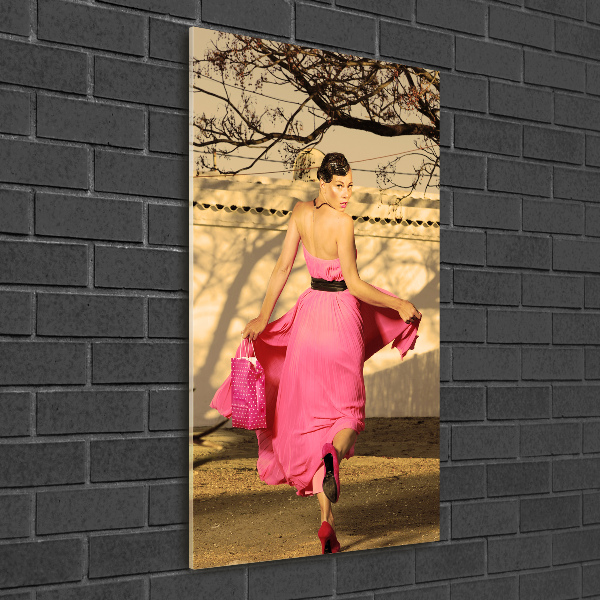 Print on acrylic A woman in pink