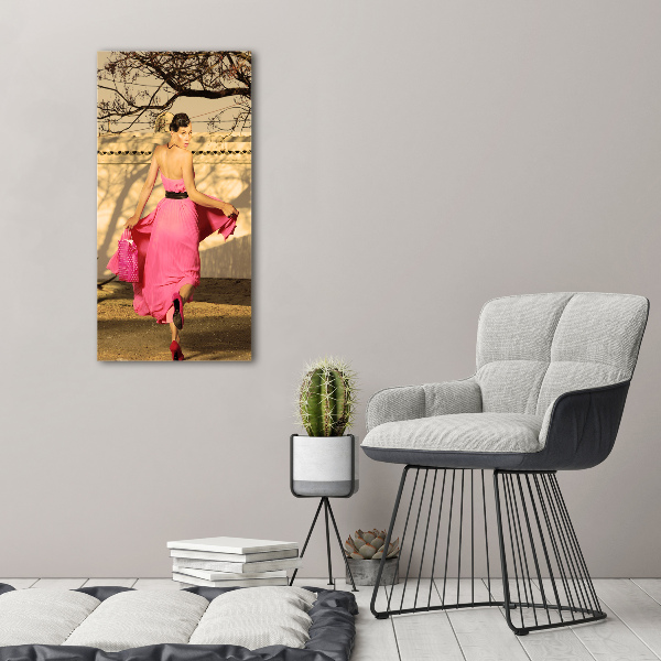 Print on acrylic A woman in pink