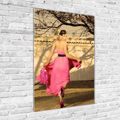 Print on acrylic A woman in pink