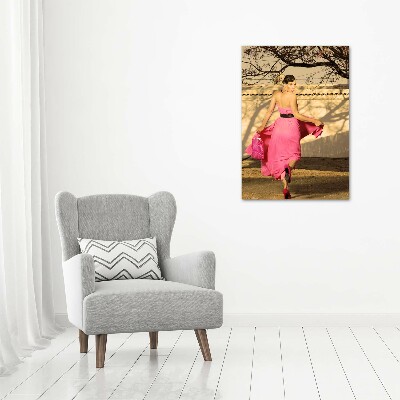 Print on acrylic A woman in pink