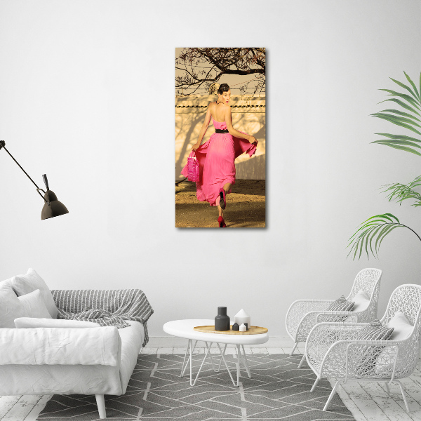 Print on acrylic A woman in pink