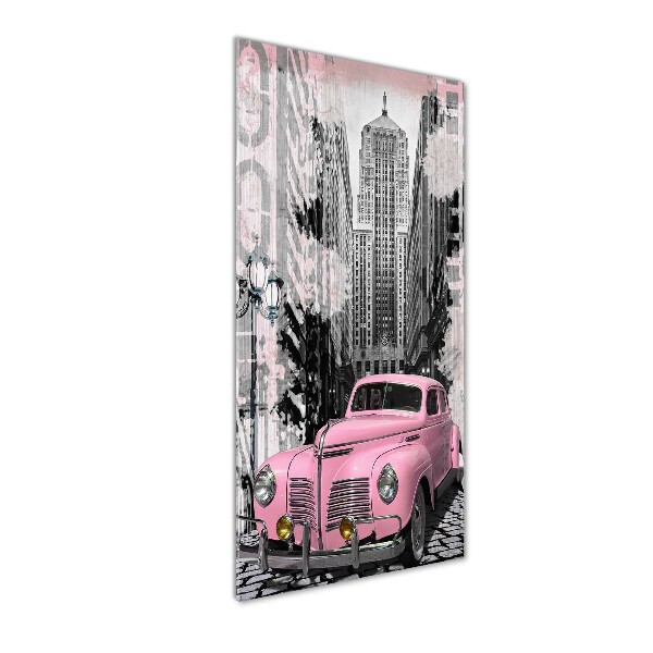 Acrylic glass print Pink car