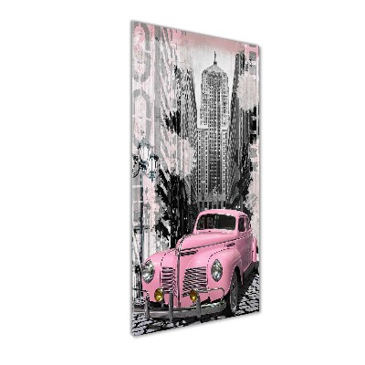 Acrylic glass print Pink car