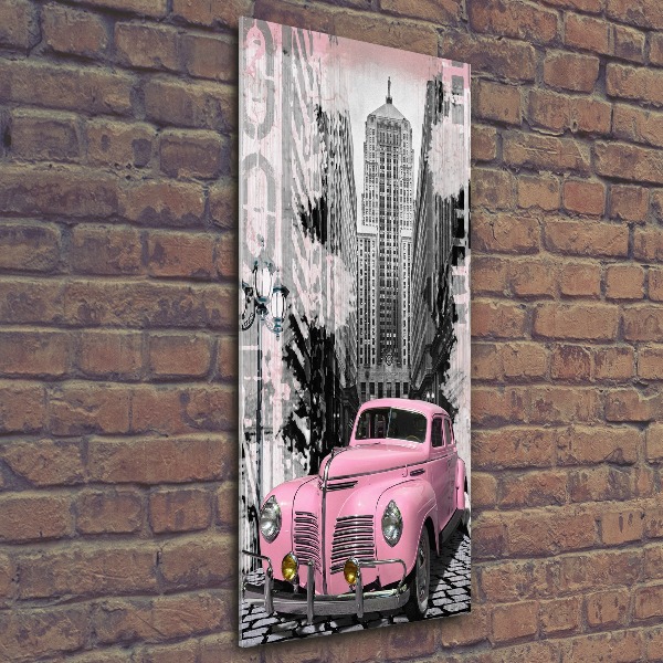 Acrylic glass print Pink car