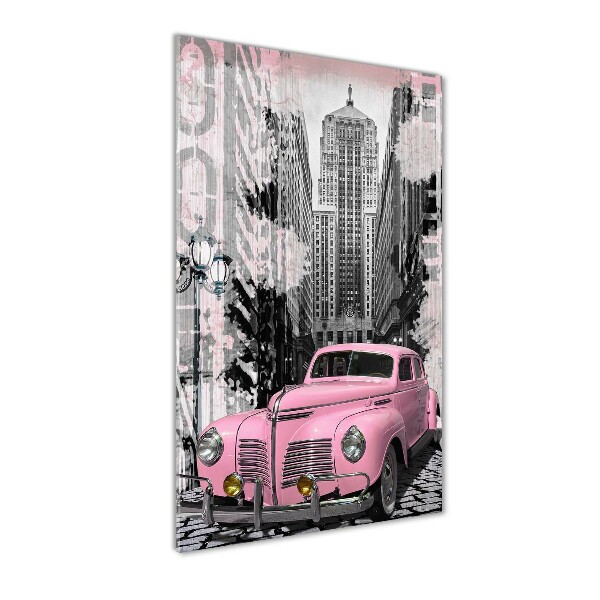 Acrylic glass print Pink car