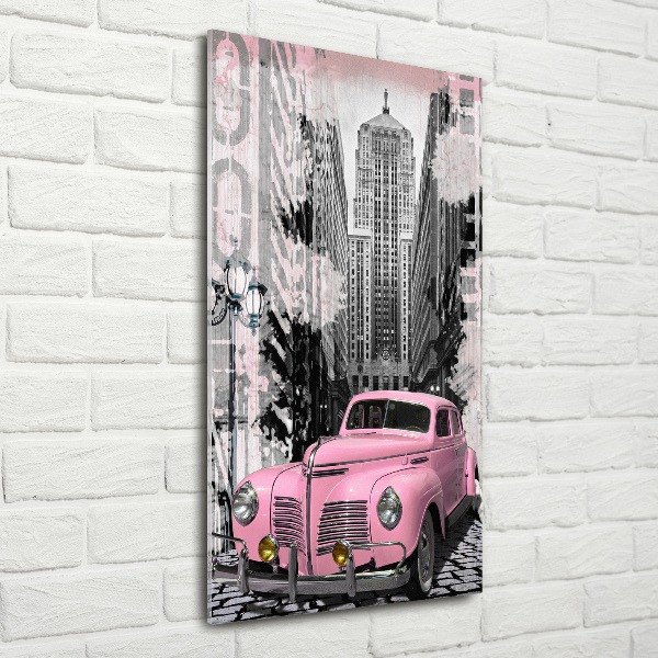 Acrylic glass print Pink car