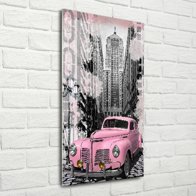 Acrylic glass print Pink car