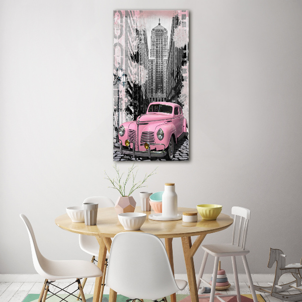 Acrylic glass print Pink car