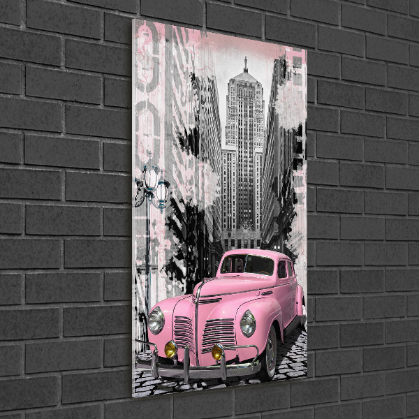 Acrylic glass print Pink car