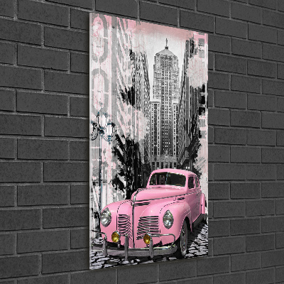 Acrylic glass print Pink car