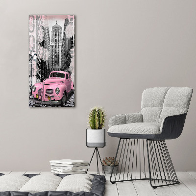 Acrylic glass print Pink car