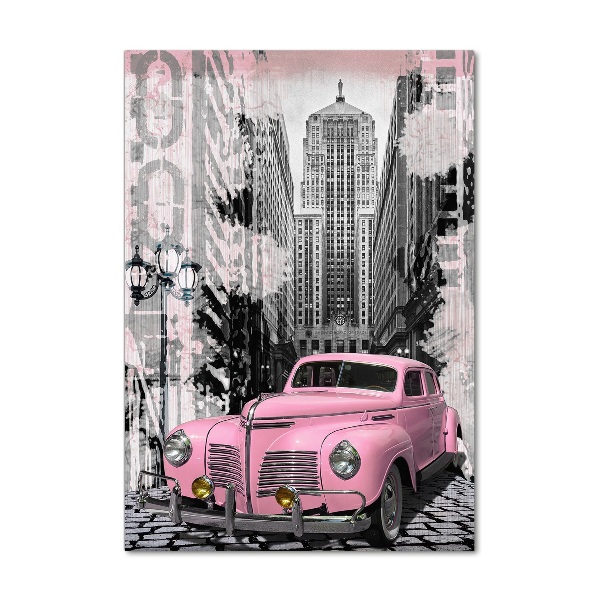 Acrylic glass print Pink car