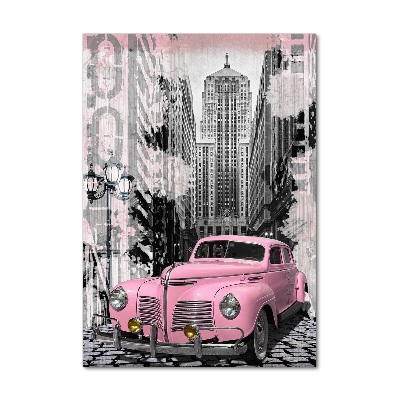 Acrylic glass print Pink car