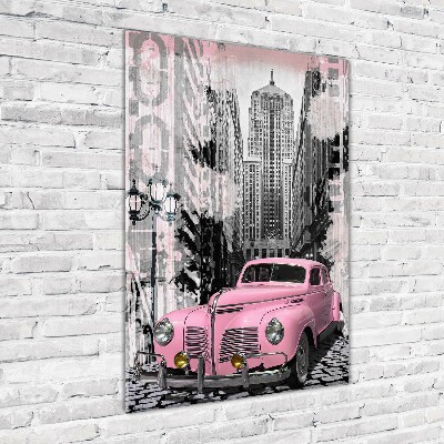 Acrylic glass print Pink car