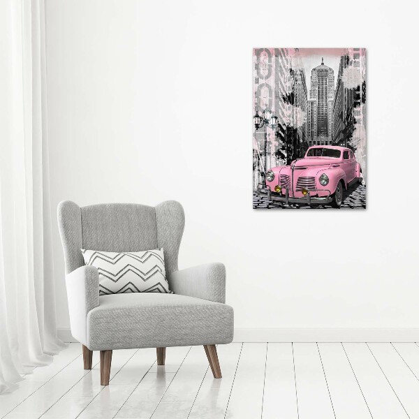 Acrylic glass print Pink car