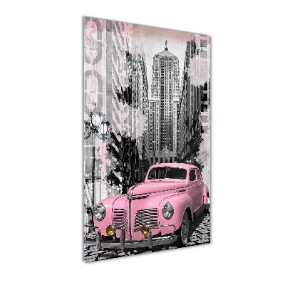 Acrylic glass print Pink car