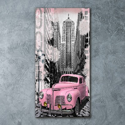 Acrylic glass print Pink car