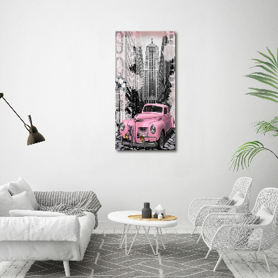 Acrylic glass print Pink car