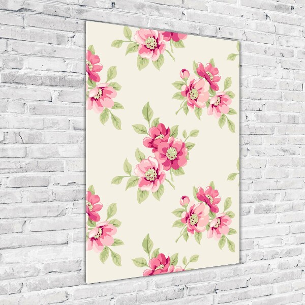 Wall art acrylic Pink flowers