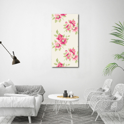 Wall art acrylic Pink flowers