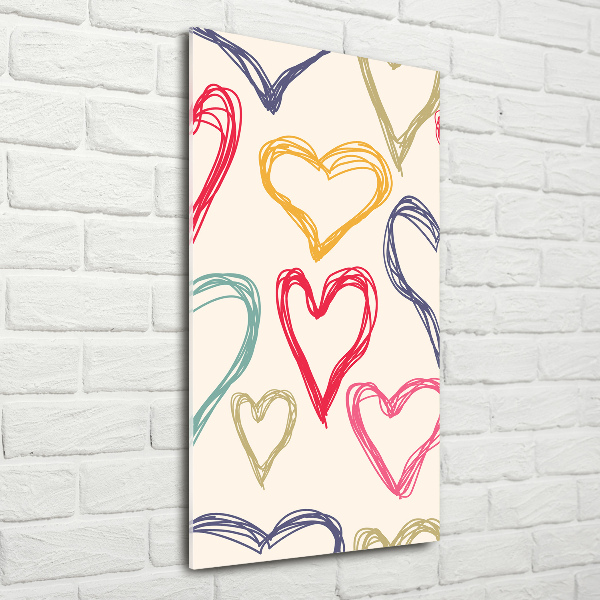 Wall art acrylic Colorful hearts