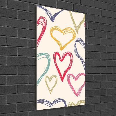 Wall art acrylic Colorful hearts