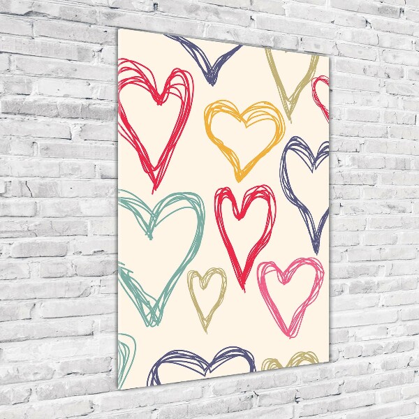 Wall art acrylic Colorful hearts