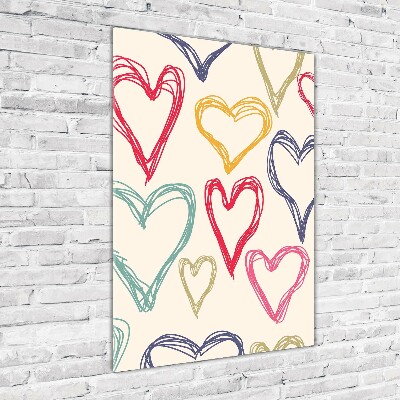 Wall art acrylic Colorful hearts