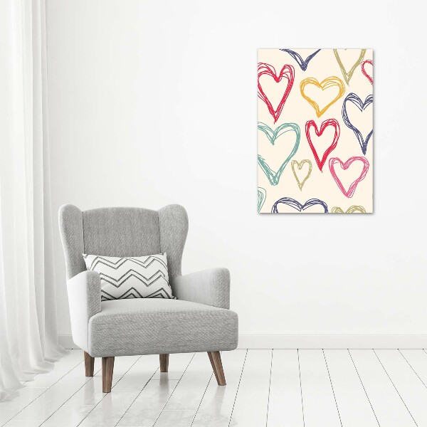 Wall art acrylic Colorful hearts