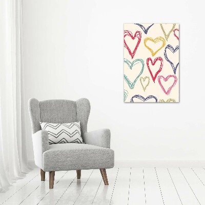 Wall art acrylic Colorful hearts