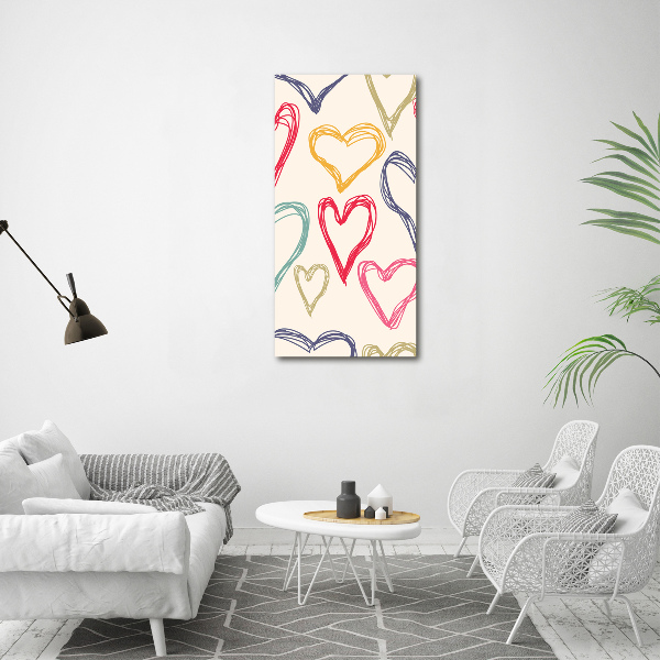 Wall art acrylic Colorful hearts