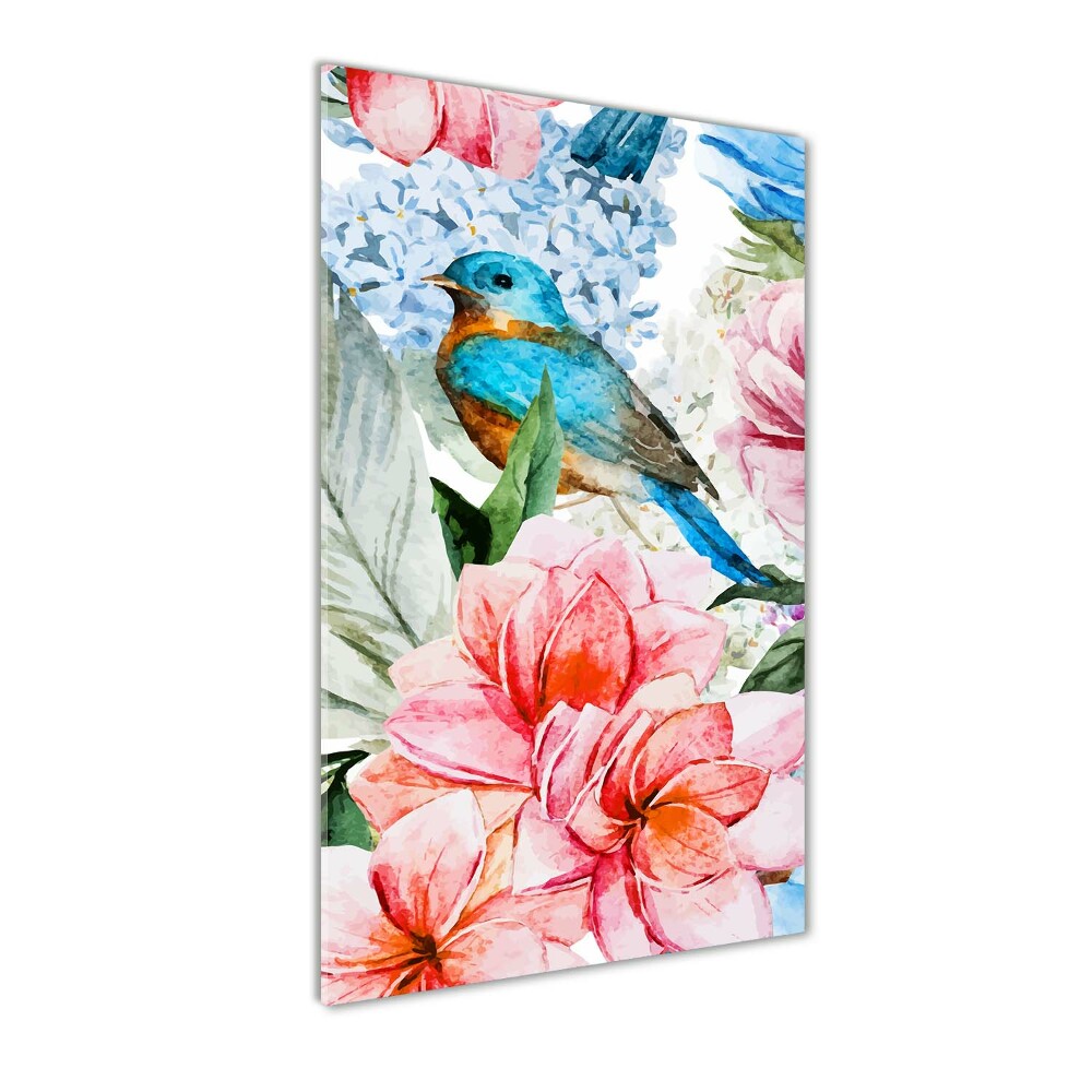 Acrylic print Flowers and birds