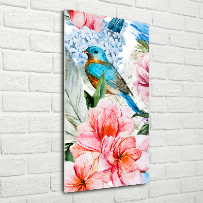 Acrylic print Flowers and birds