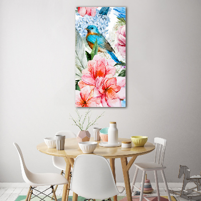 Acrylic print Flowers and birds