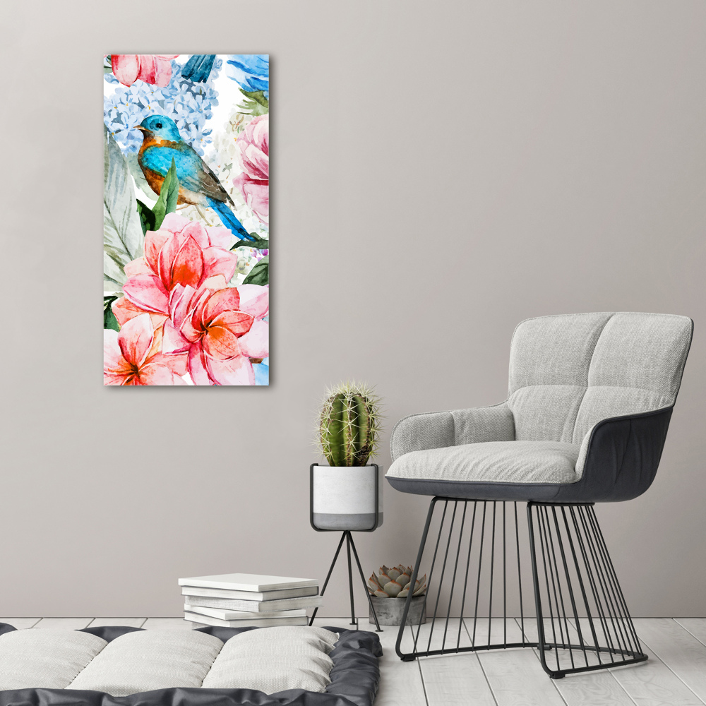 Acrylic print Flowers and birds