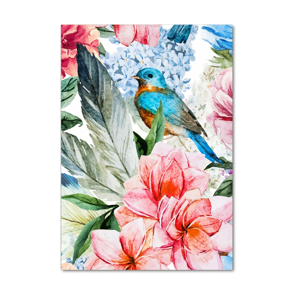 Acrylic print Flowers and birds