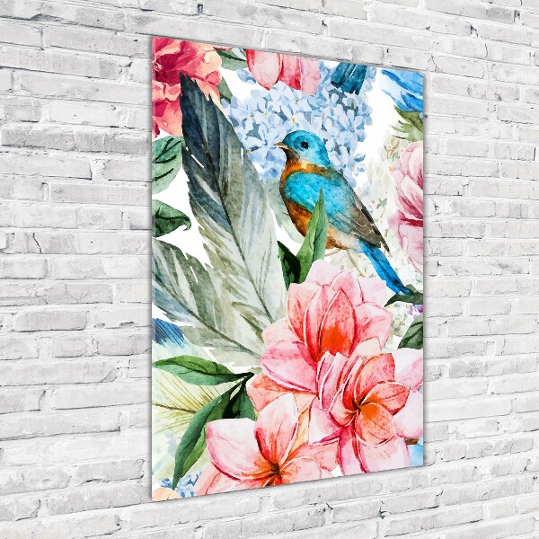 Acrylic print Flowers and birds