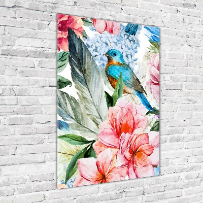 Acrylic print Flowers and birds