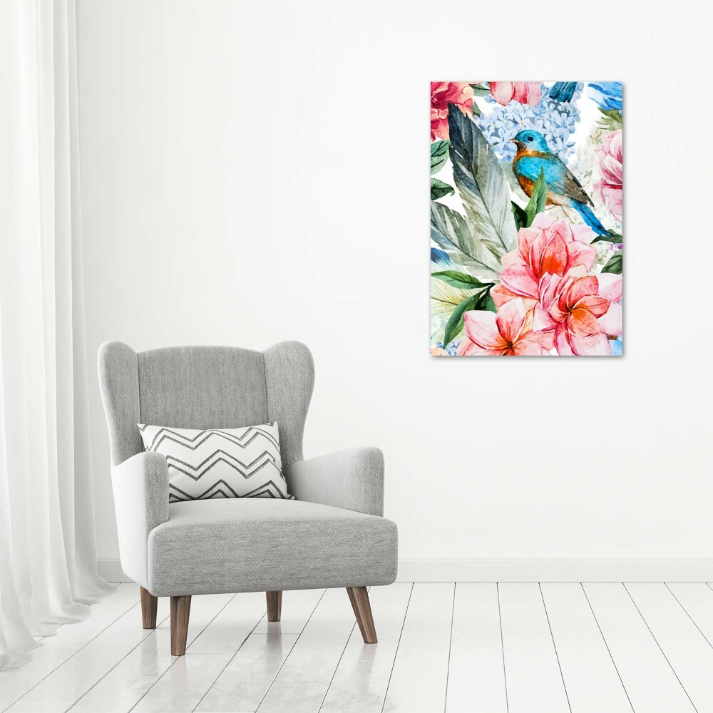 Acrylic print Flowers and birds